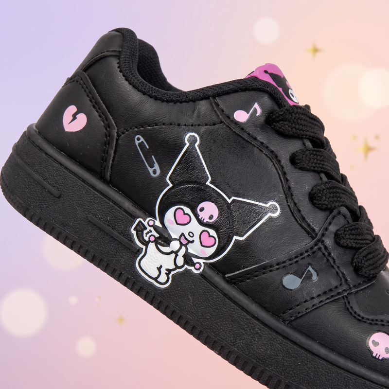 Sneakers Kuromi fete, negri cu detalii roz - foto boutique Mini Magic Kids