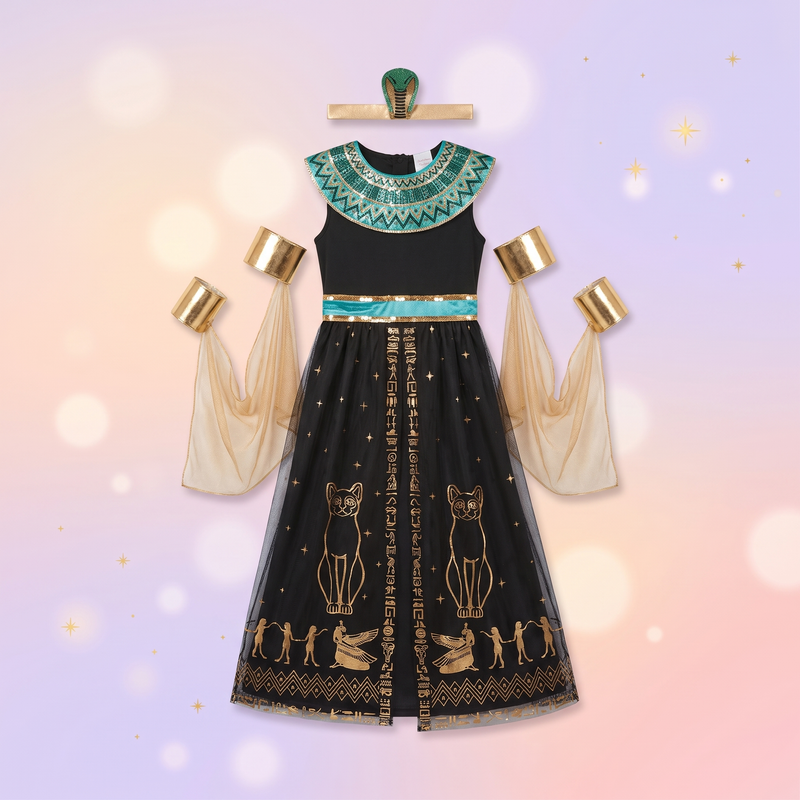 Costum Cleopatra fete 10–12 ani – rochie cu accesorii - foto boutique Mini Magic Kids