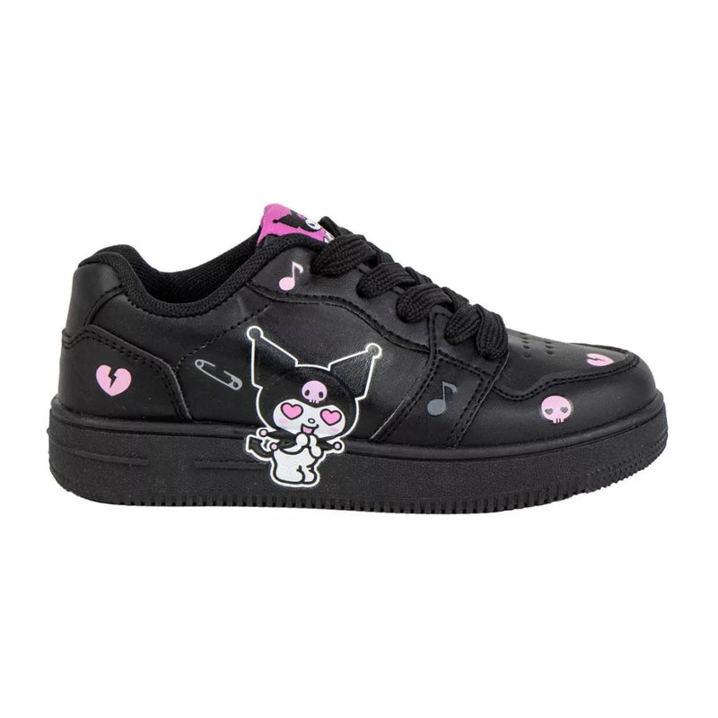 Sneakers Kuromi fete, negri cu detalii roz – imagine 1