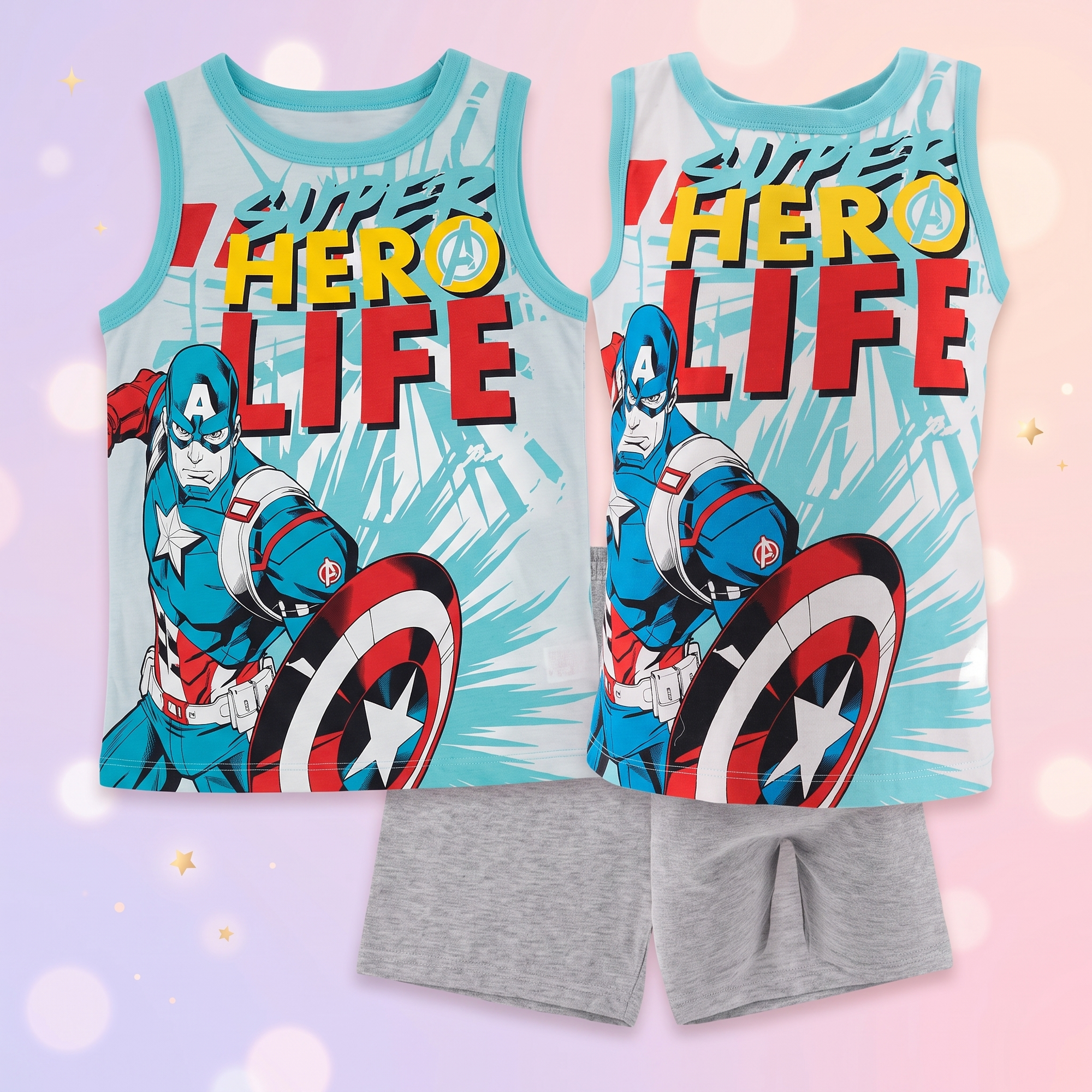 Avengers pijama scurtă copii, Turcoaz - fata