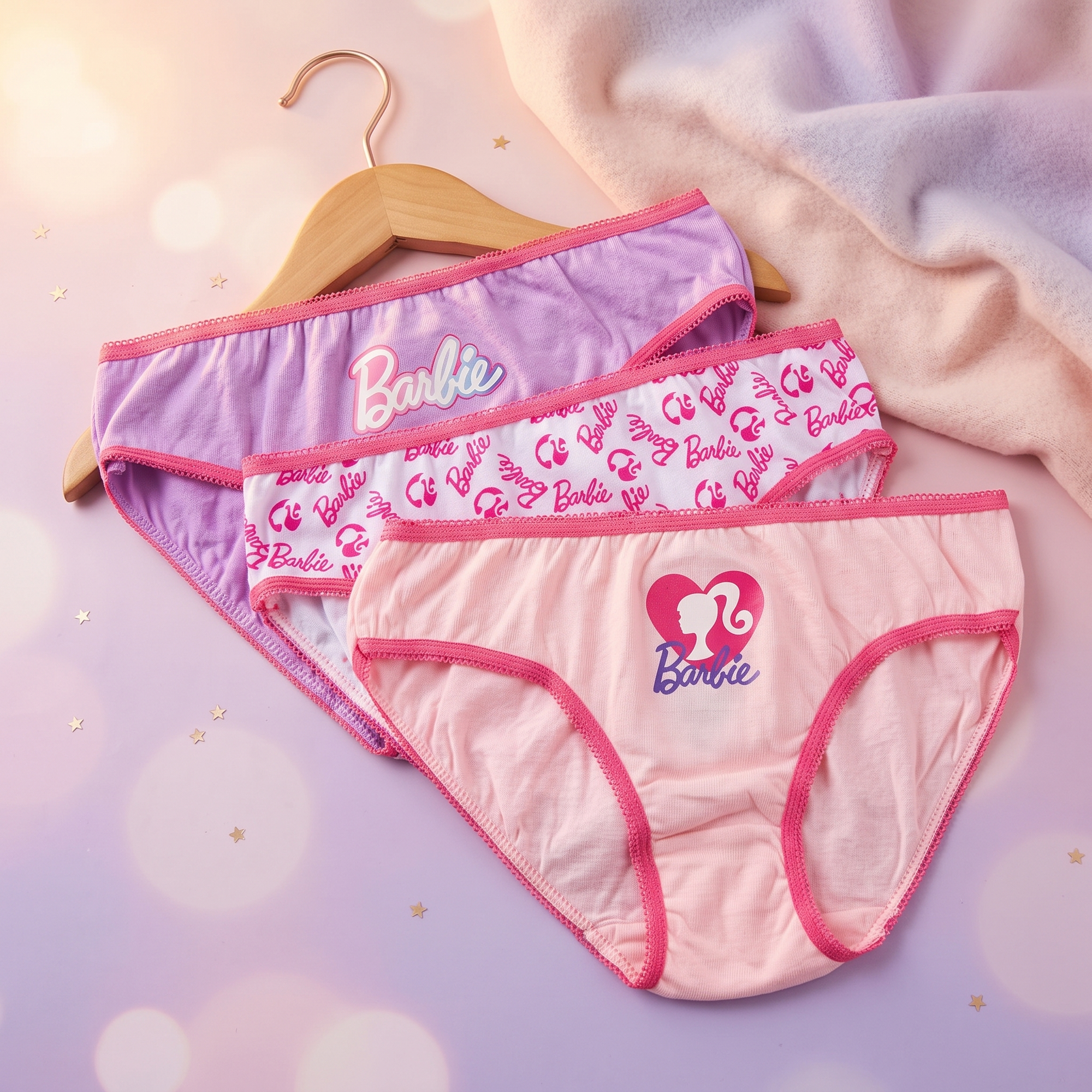 Barbie Pink Shadow chiloței pentru copii – set 3 bucăți - pe umeras