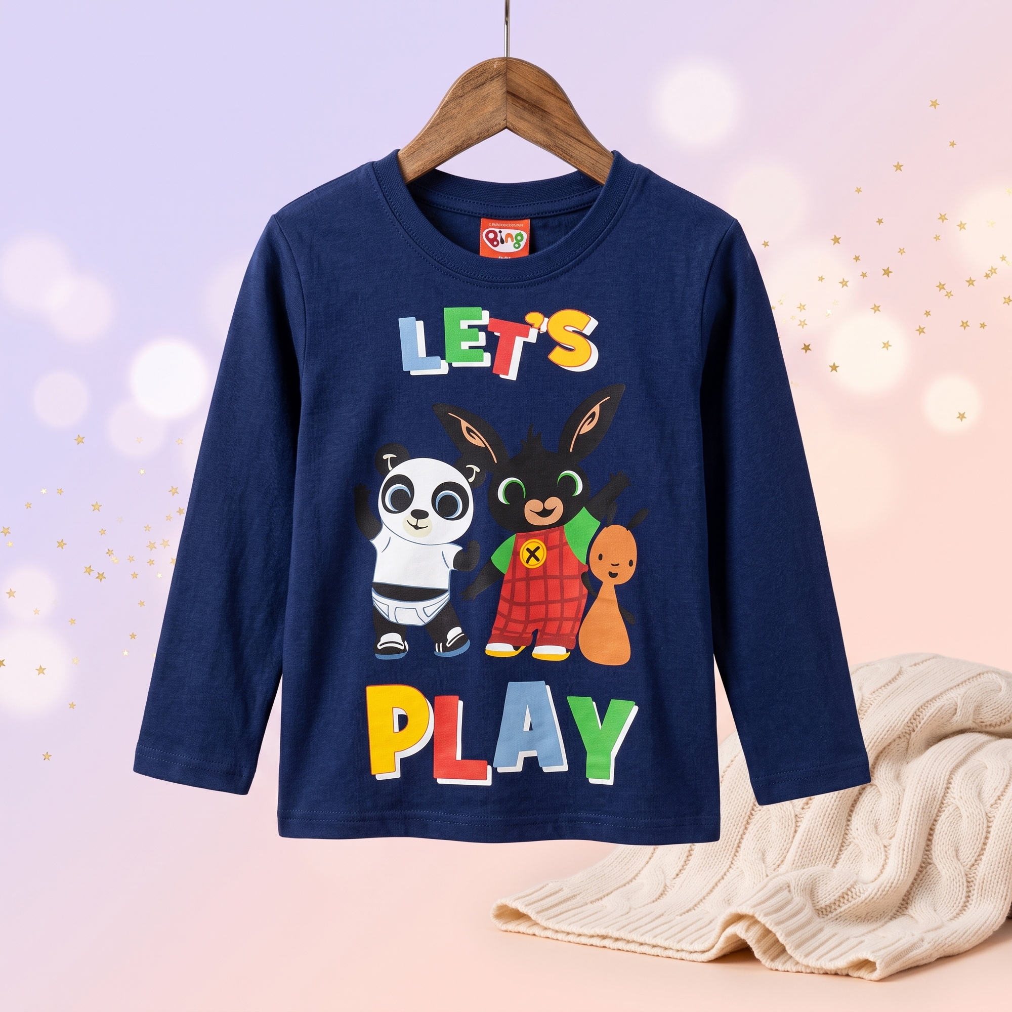 Bing tricou cu mânecă lungă Play, Bleumarin - pe umeras