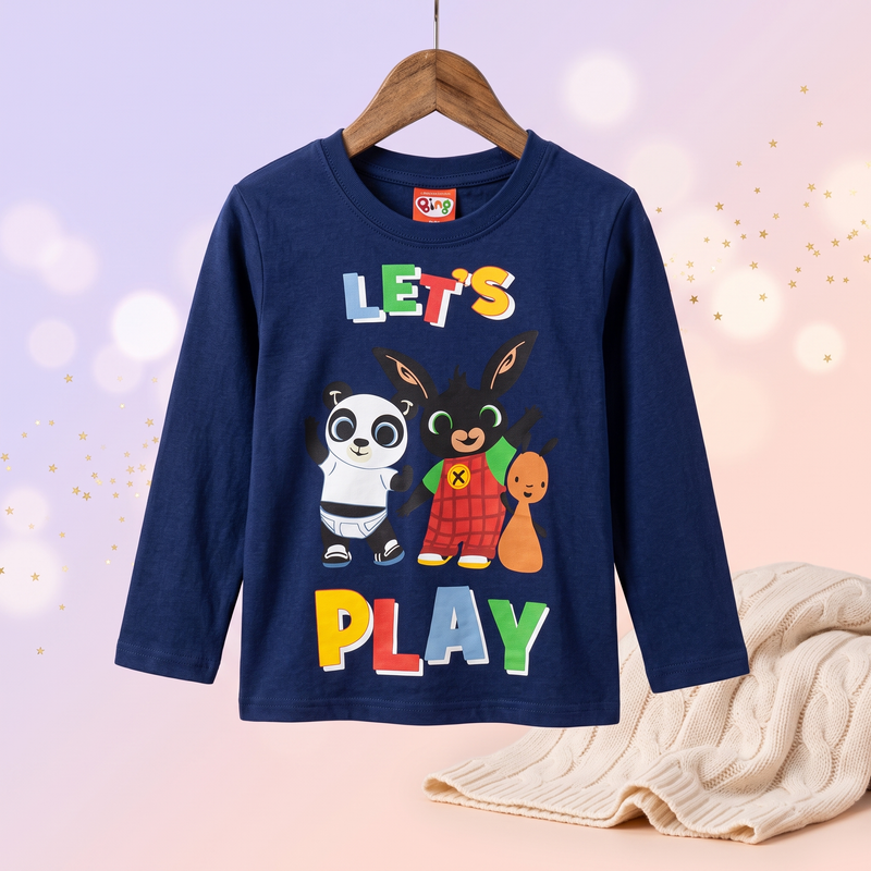Bing tricou cu mânecă lungă Play, Bleumarin - pe umeras