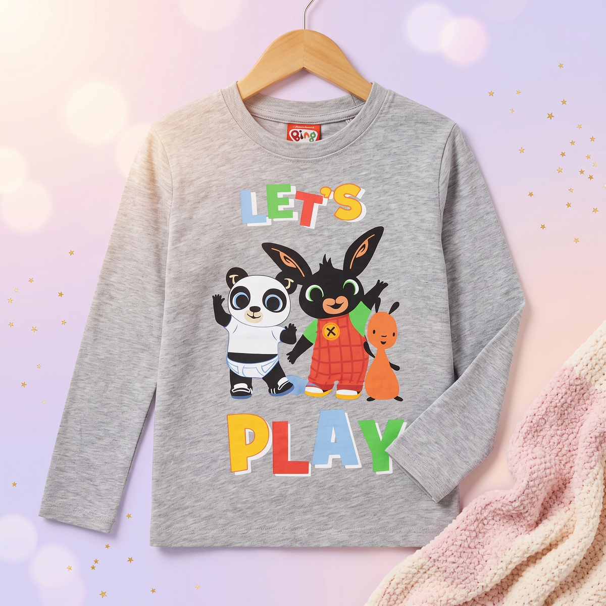 Bing tricou cu mânecă lungă Play, Gri - pe umeras