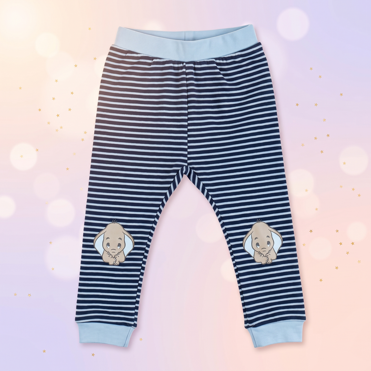 Pantaloni bebe Disney Dumbo, set 2 bucăți – 100% bumbac, bleumarin cu dungi albastru deschis - bucată individuală