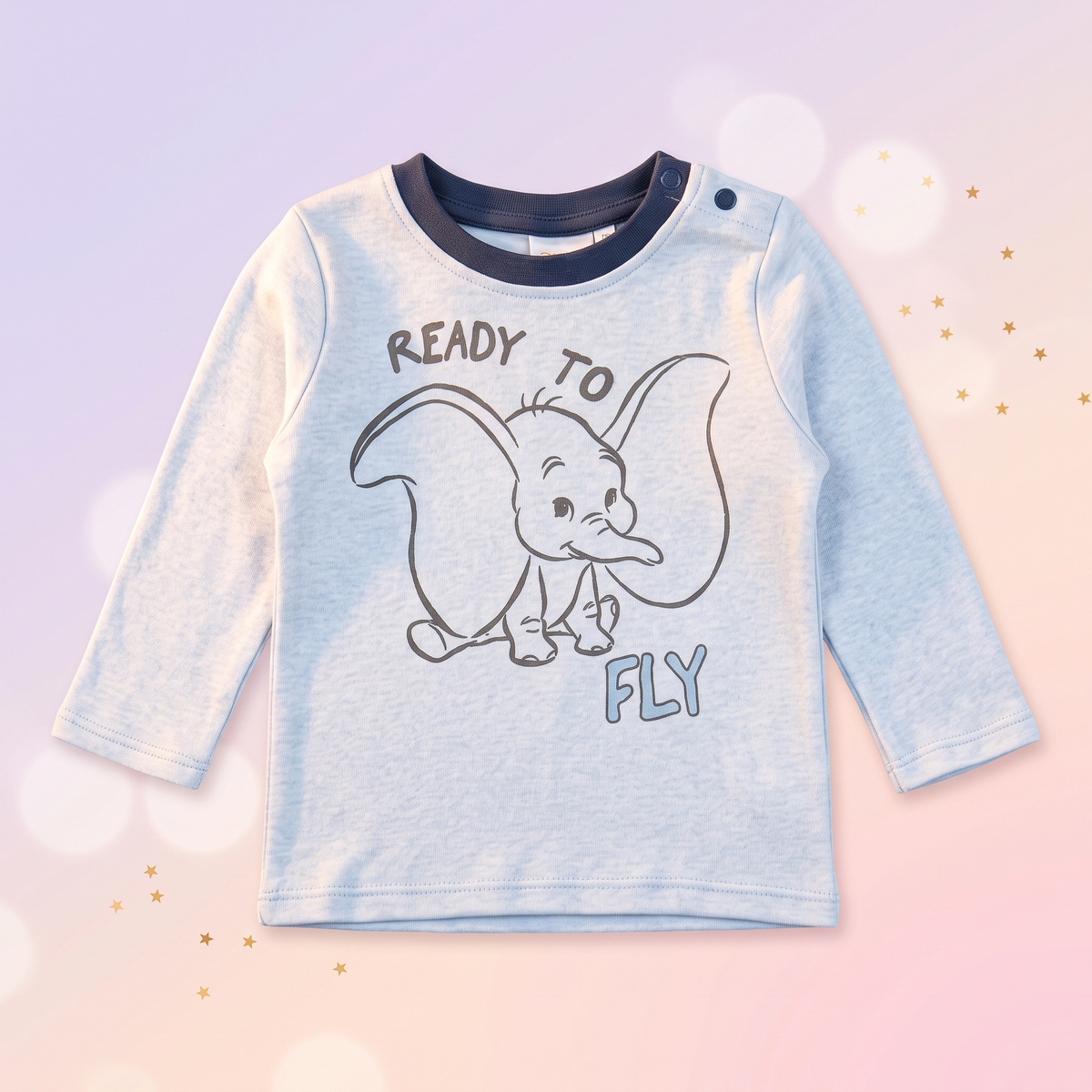Tricouri bebe Disney Dumbo, set 2 bucăți – 100% bumbac, albastru deschis melanj - bucată individuală