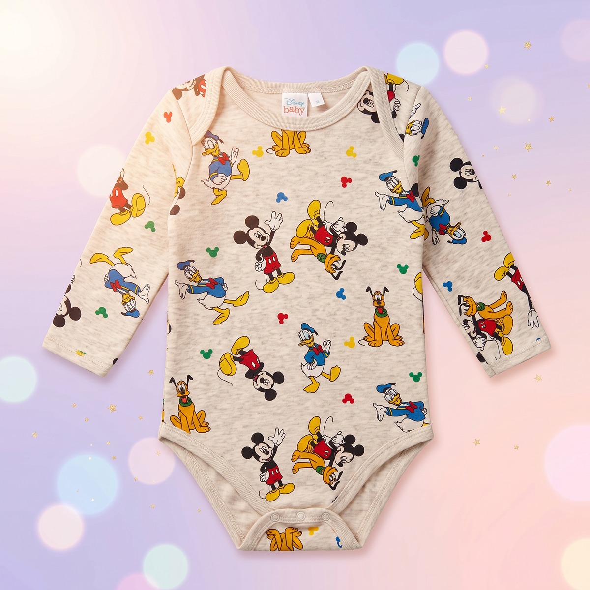 Body bebe Disney Mickey, set 2 piese – 100% bumbac, bej melanj - bucată individuală