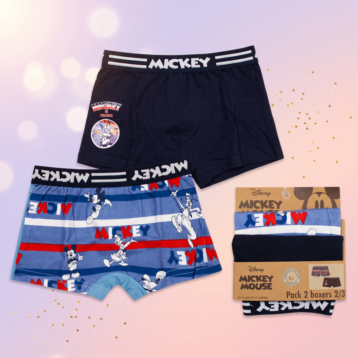 Disney Mickey boxeri 2 bucati pachet, Bleumarin & Albastru - fata