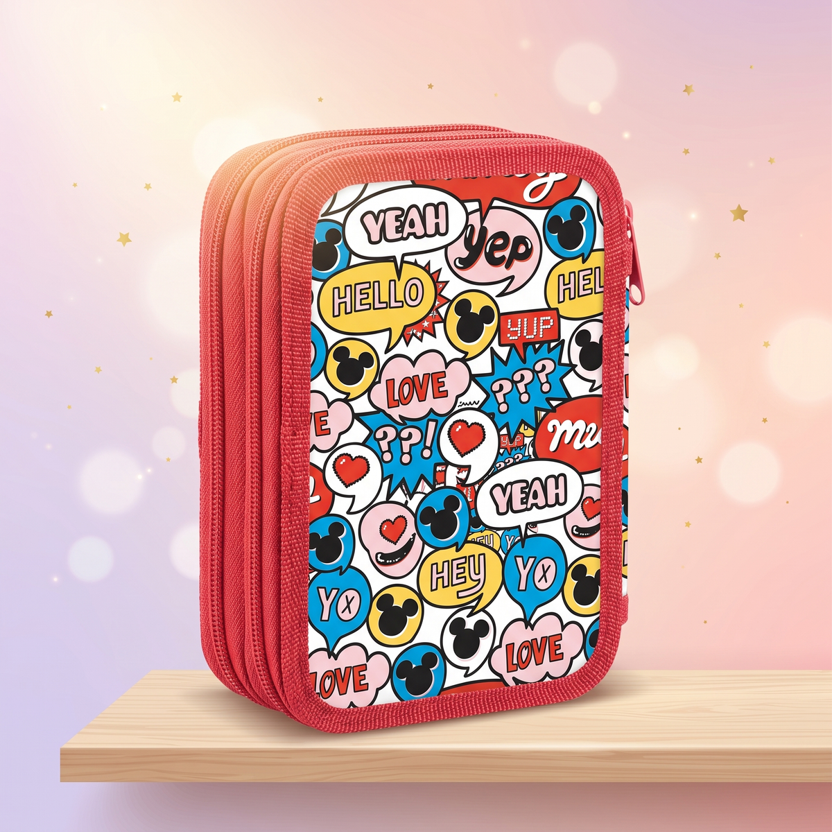 Penar Disney Mickey cu 2 nivele umplut, vedere laterala
