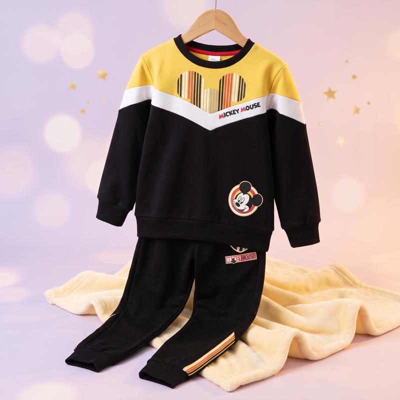Disney Mickey trening set de jogging, Negru-Galben, pe umeras
