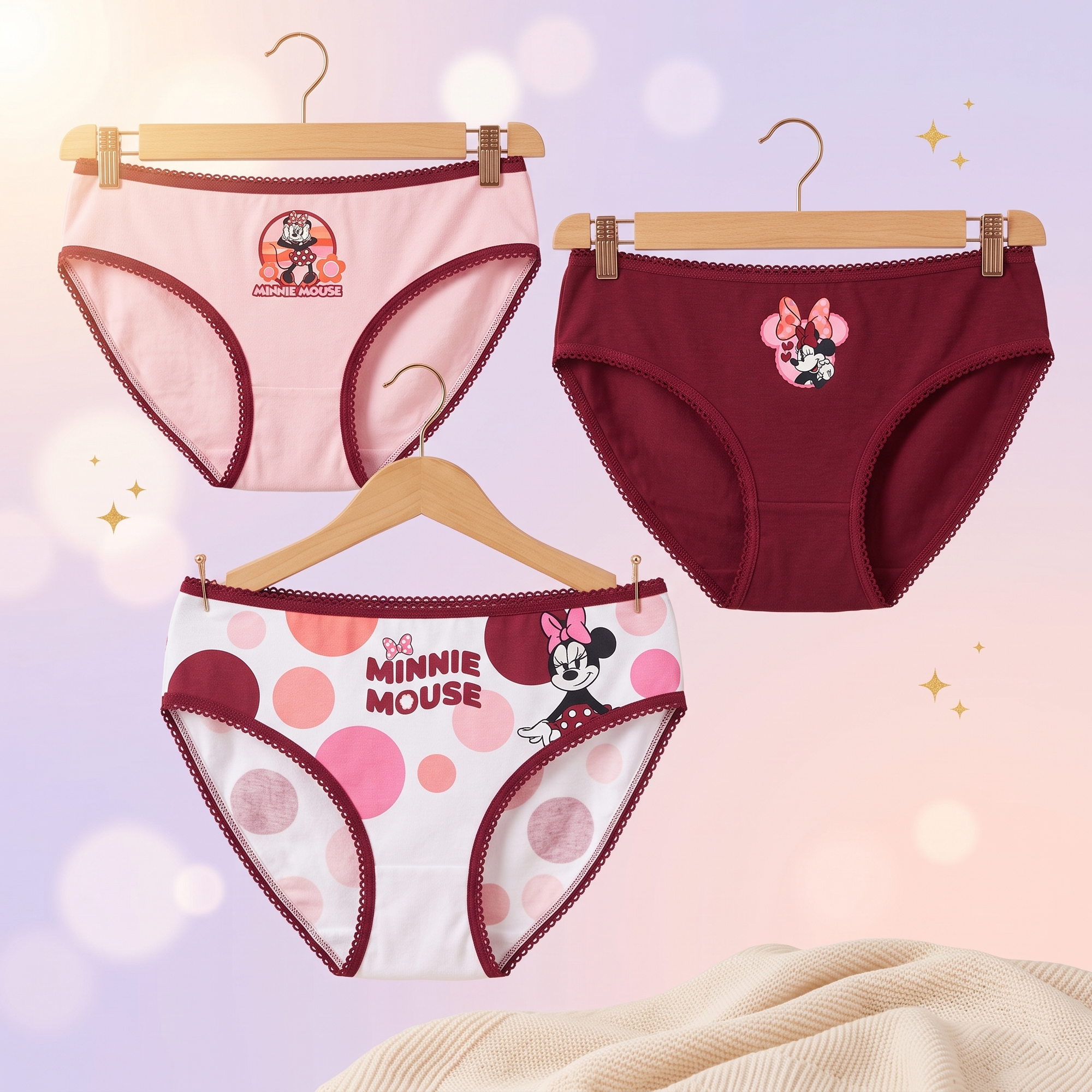 Disney Minnie Figaro chiloti 3 bucati pachet, pe umeras