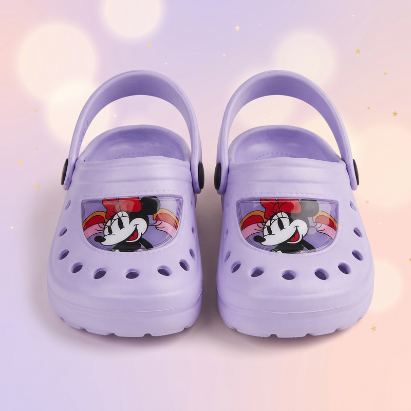 Disney Minnie papuci tip clog, Mov, prezentare frontala
