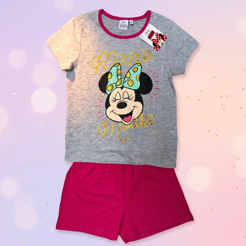 Disney Minnie pijama scurta, Gri-Fucsia - fata