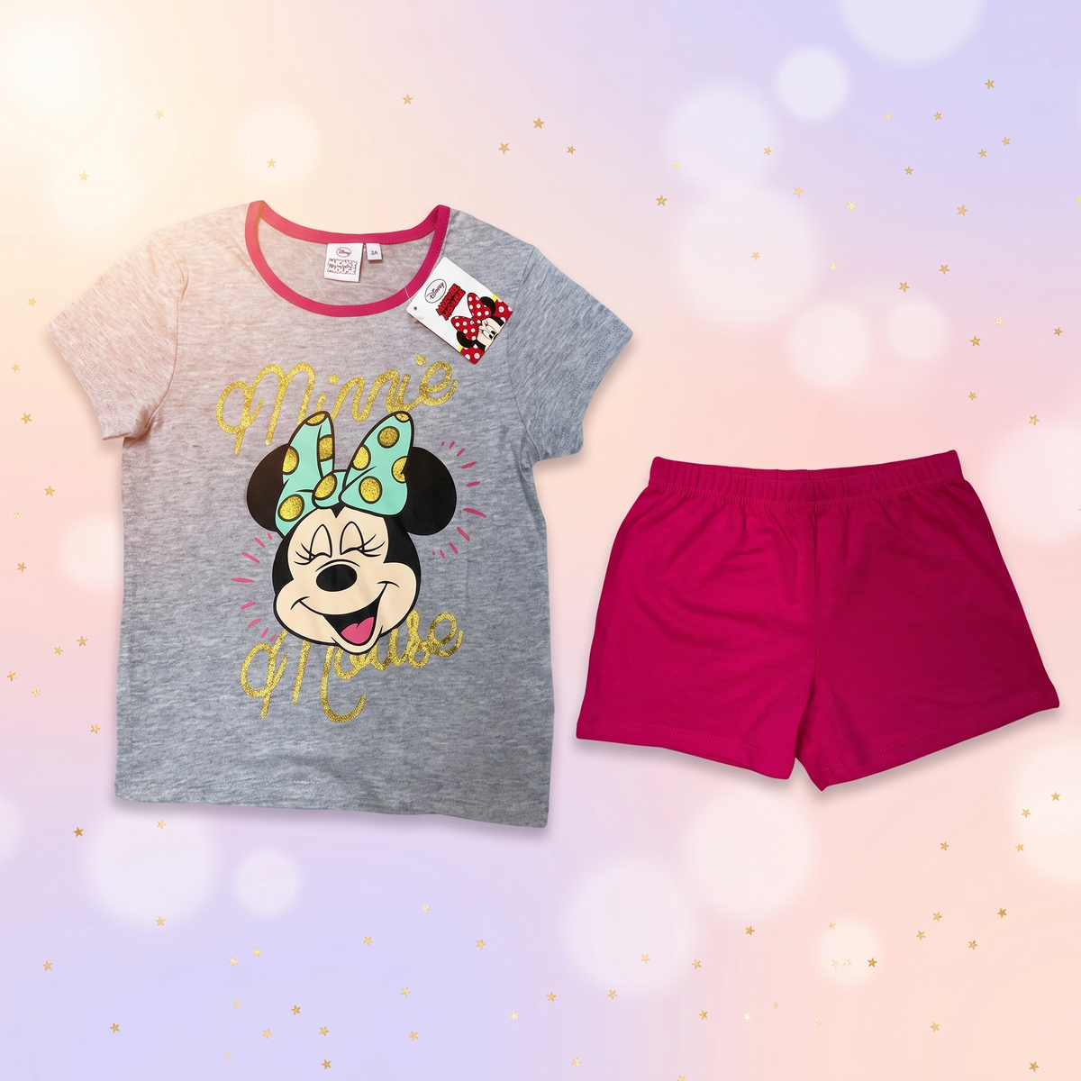 Disney Minnie pijama scurta, Gri-Fucsia, piese separate