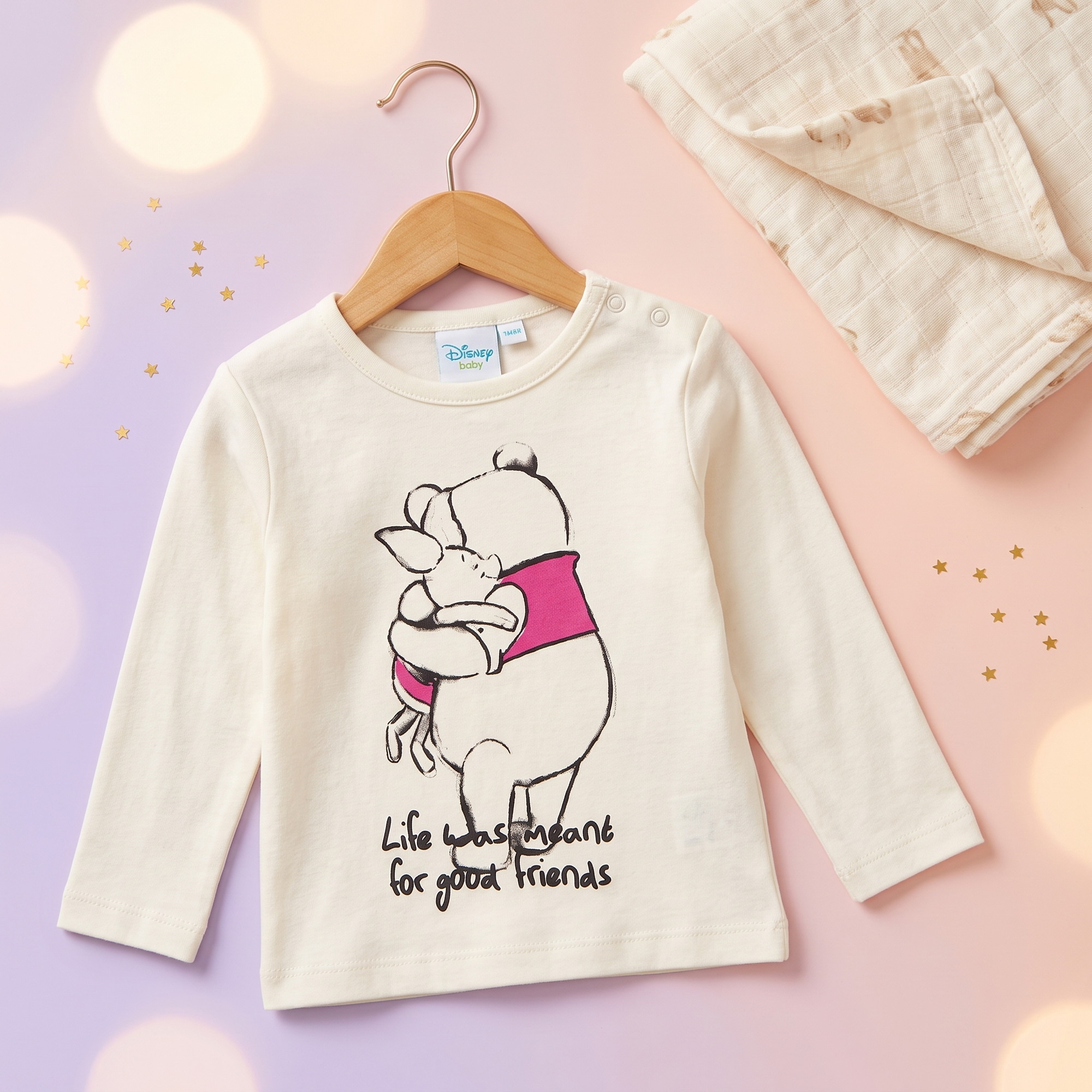 Bluze bebe Disney Winnie the Pooh model A, pe umeras