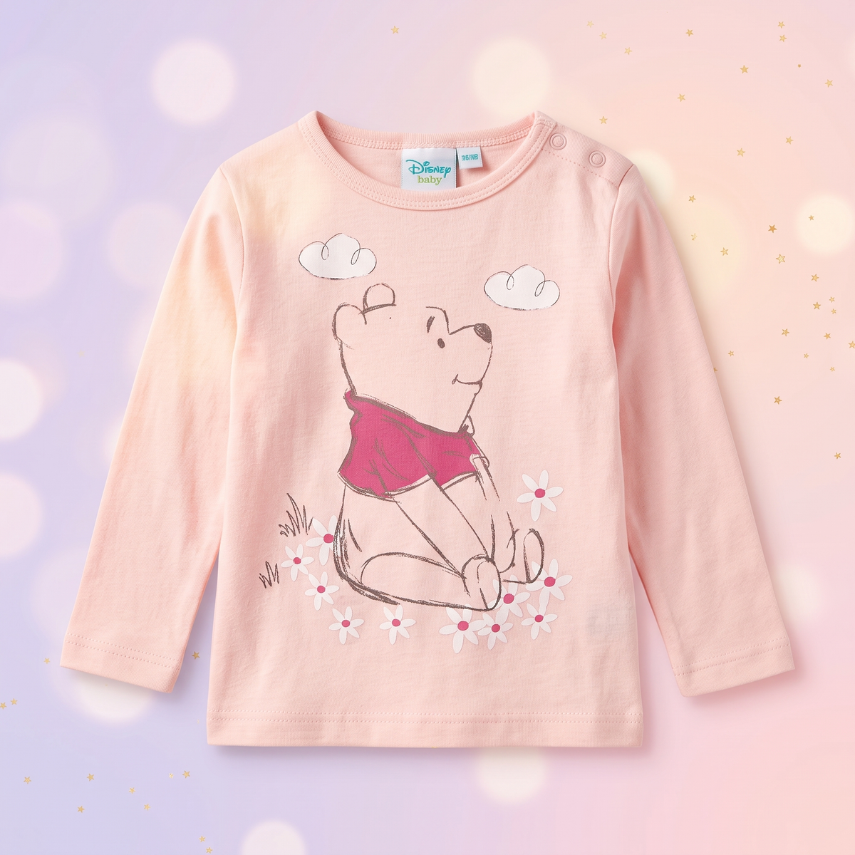 Bluze bebe Disney Winnie the Pooh, set 2 bucăți – 100% bumbac, roz pal - bucată individuală