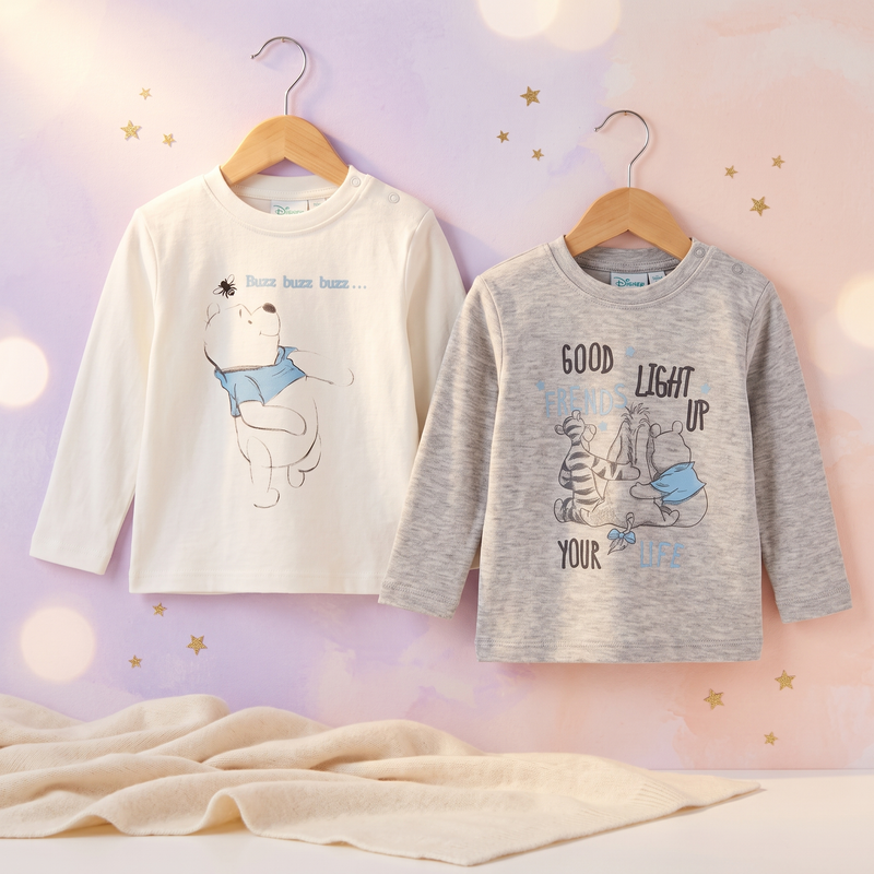 Bluze bebe Disney Winnie the Pooh, set 2 bucăți – 100% bumbac - pe umeras