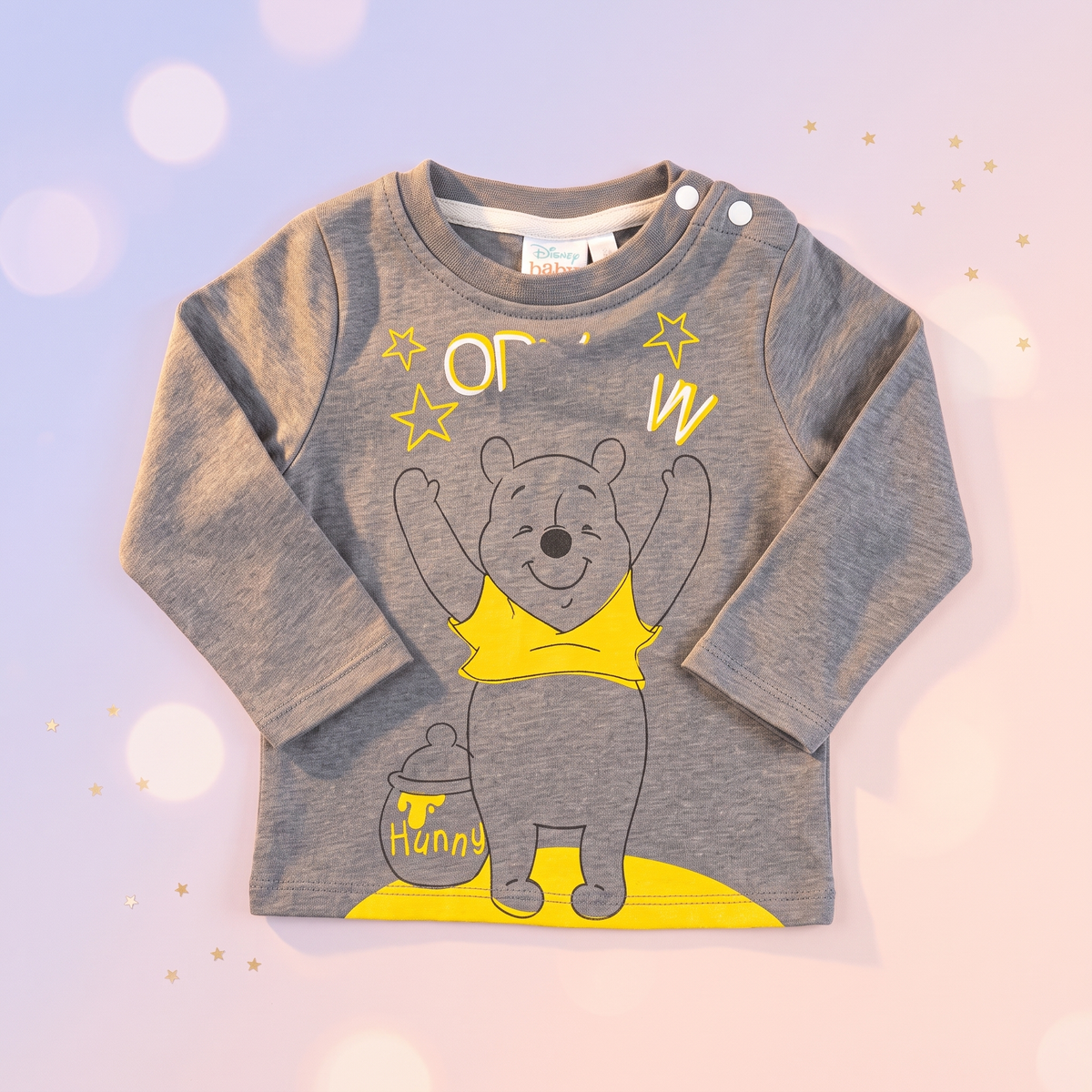 Tricouri bebe Disney Winnie the Pooh, set 2 bucăți – 100% bumbac, gri - bucată individuală