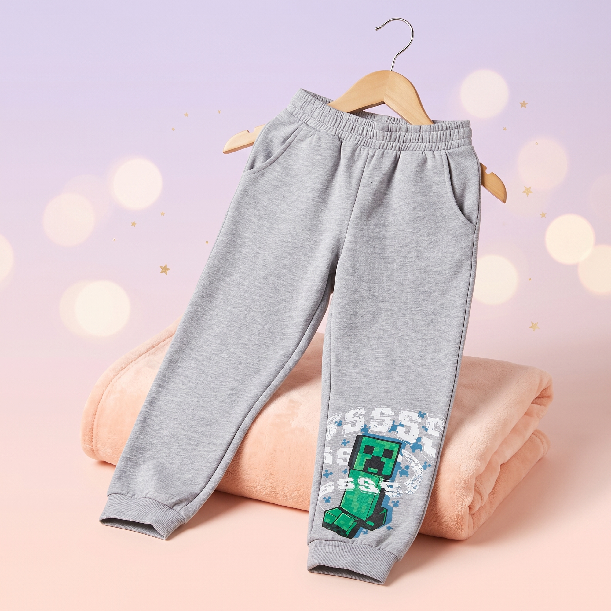 Minecraft pantaloni jogging, pe umeras