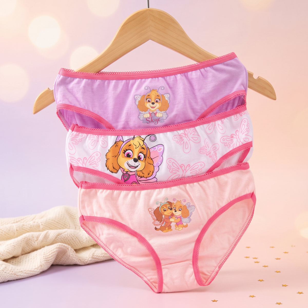 Patrula Catelusilor Butterfly chiloti 3 bucati pachet, pe umeras