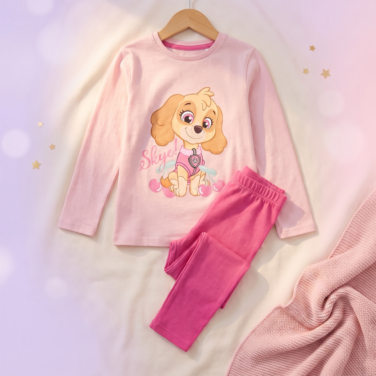 Patrula Catelusilor pijama lunga, pe umeras