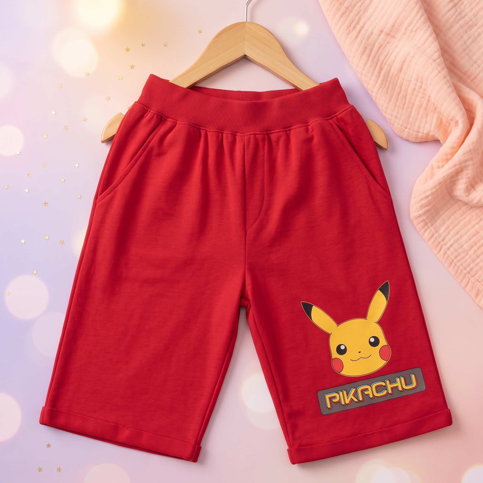 Pokemon pantaloni scurti, Rosu, pe umeras