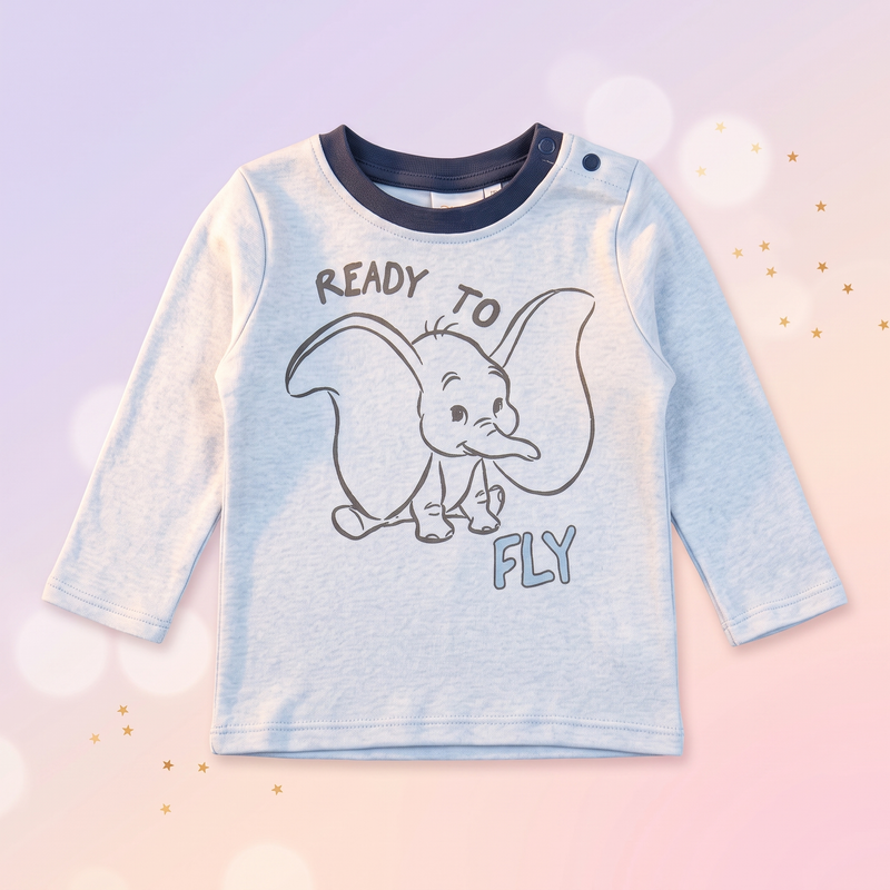 Tricouri bebe Disney Dumbo, set 2 bucăți – 100% bumbac, albastru deschis melanj - bucată individuală
