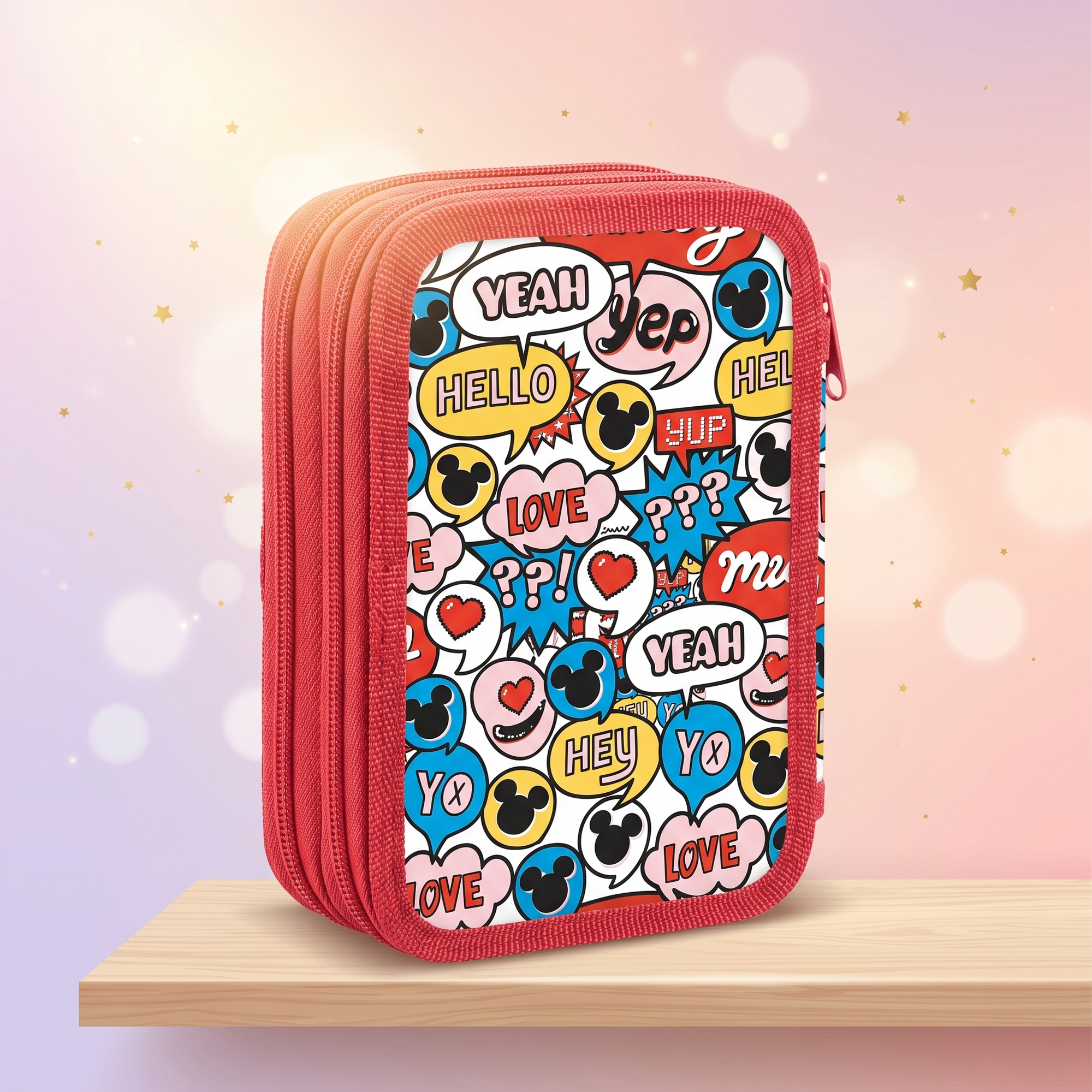 Penar Disney Mickey cu 2 nivele umplut, vedere laterala