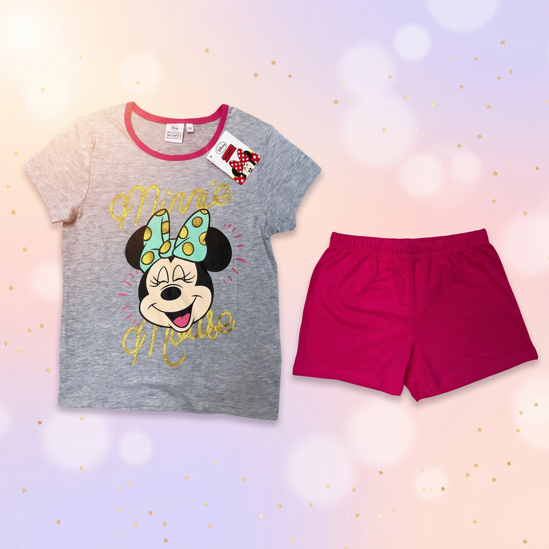 Disney Minnie pijama scurta, Gri-Fucsia, piese separate