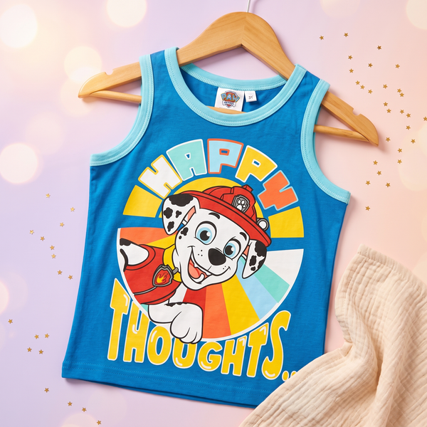 Patrula Catelusilor tricou fara maneci, Albastru, pe umeras