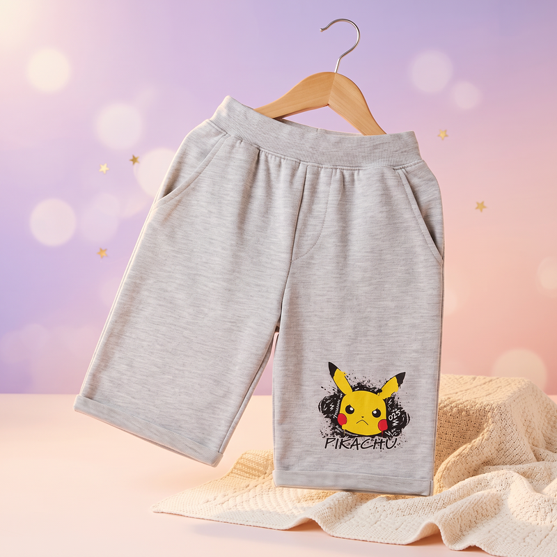 Pokemon pantaloni scurti, Gri, pe umeras